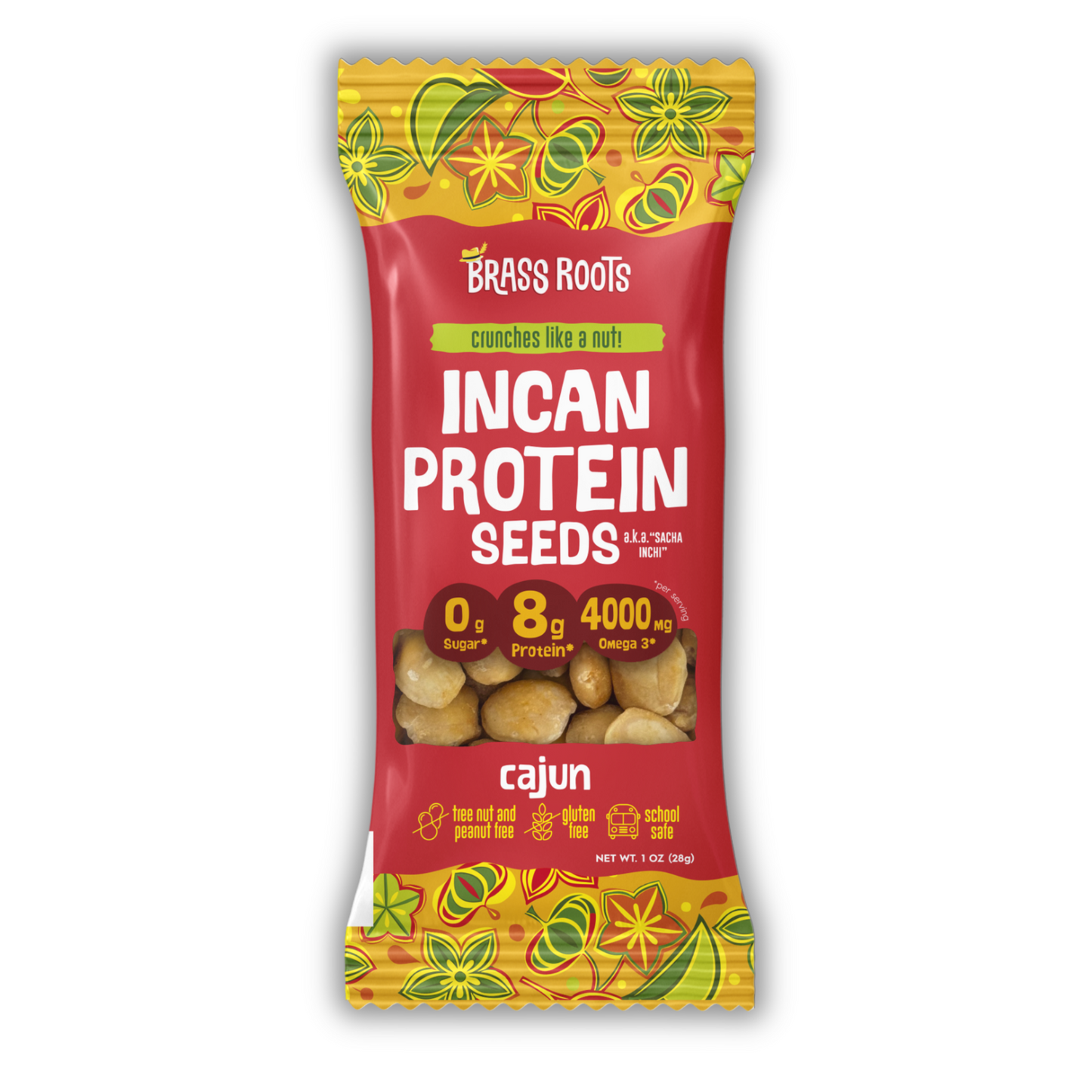 Semillas de proteína inca orgánicas cajún - Bolsa de 1 oz para llevar (paquetes de 6 y 12)