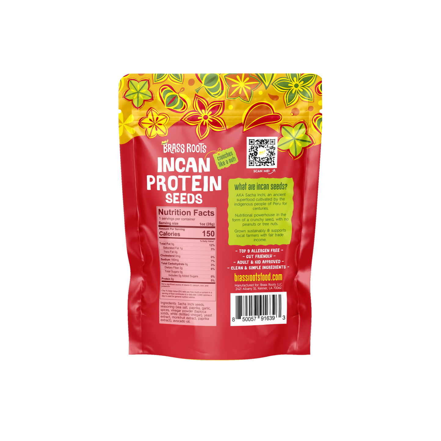 Semillas de proteína inca orgánicas cajún - Paquete de refrigerio de 10 oz