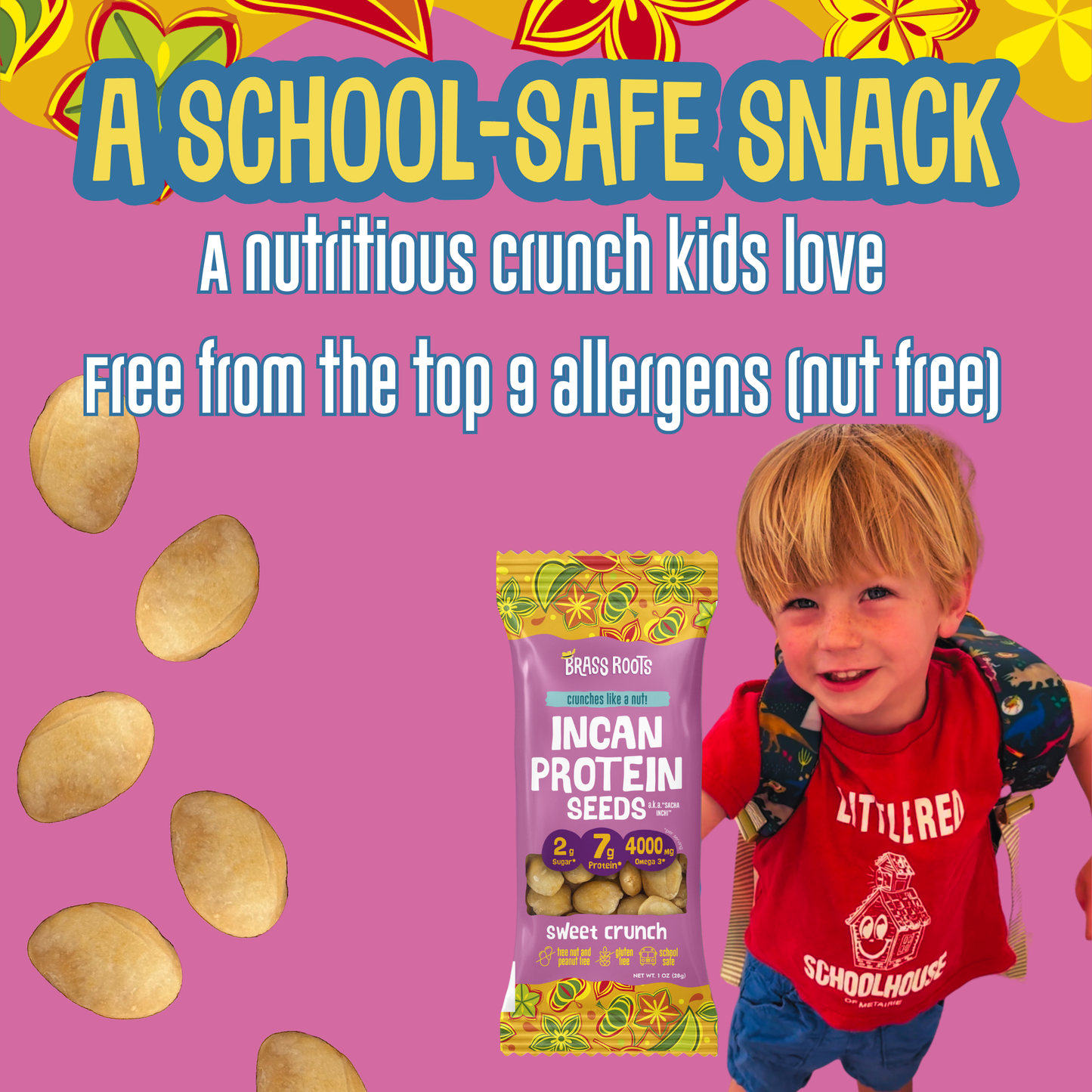 Semillas de proteína inca orgánicas Sweet Crunch - Bolsa para llevar de 1 oz