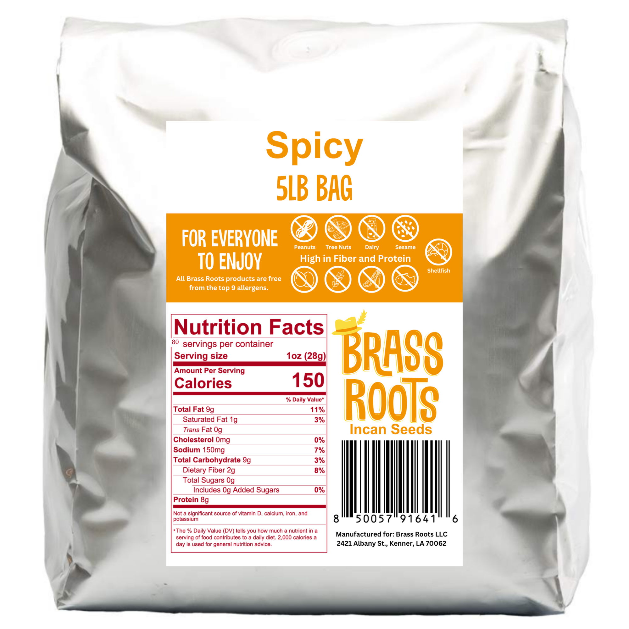 5lb Spicy Sacha Inchi Seeds | Bulk Organic | Brass Roots