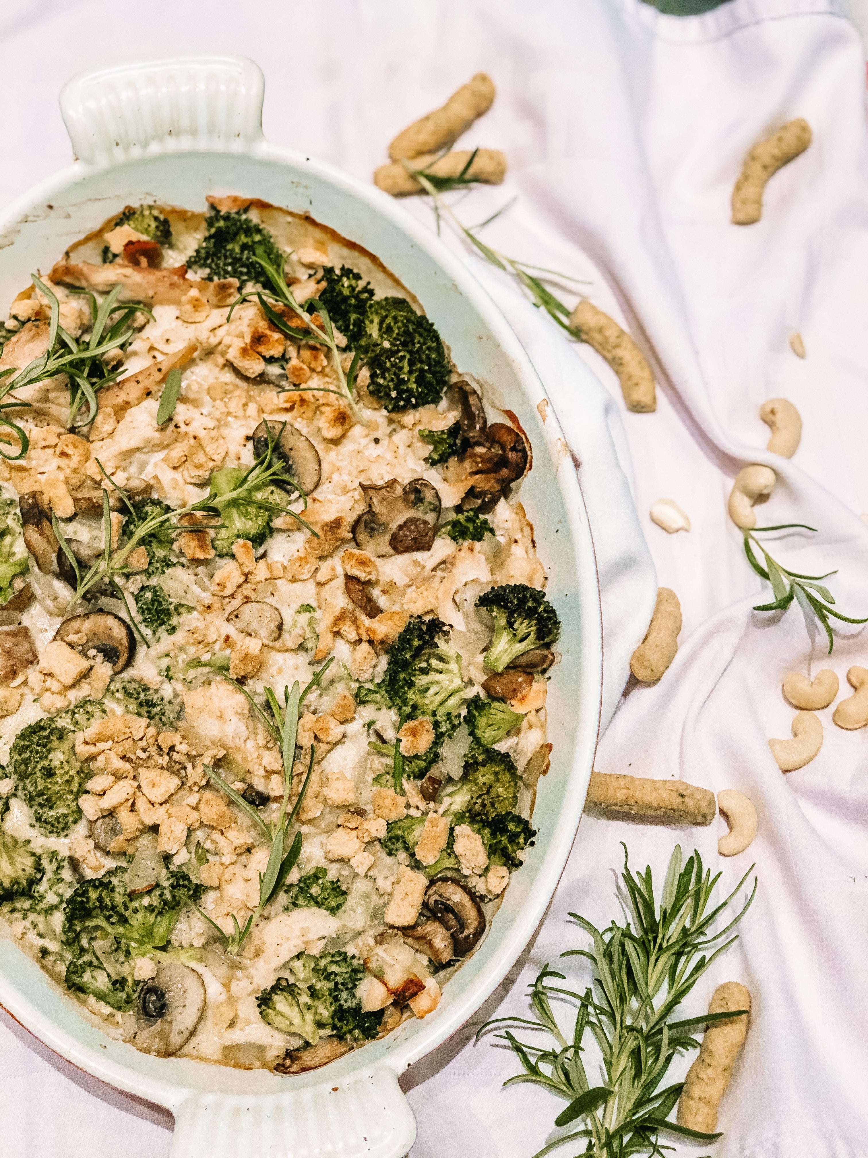 Truffle Rosemary Chicken & Broccoli Casserole [DF, GF, Vegan Option, Whole 30]