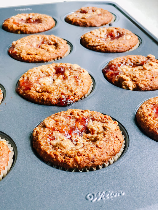 Sacha Inchi Butter and Jelly Muffins [Vegan, GF]