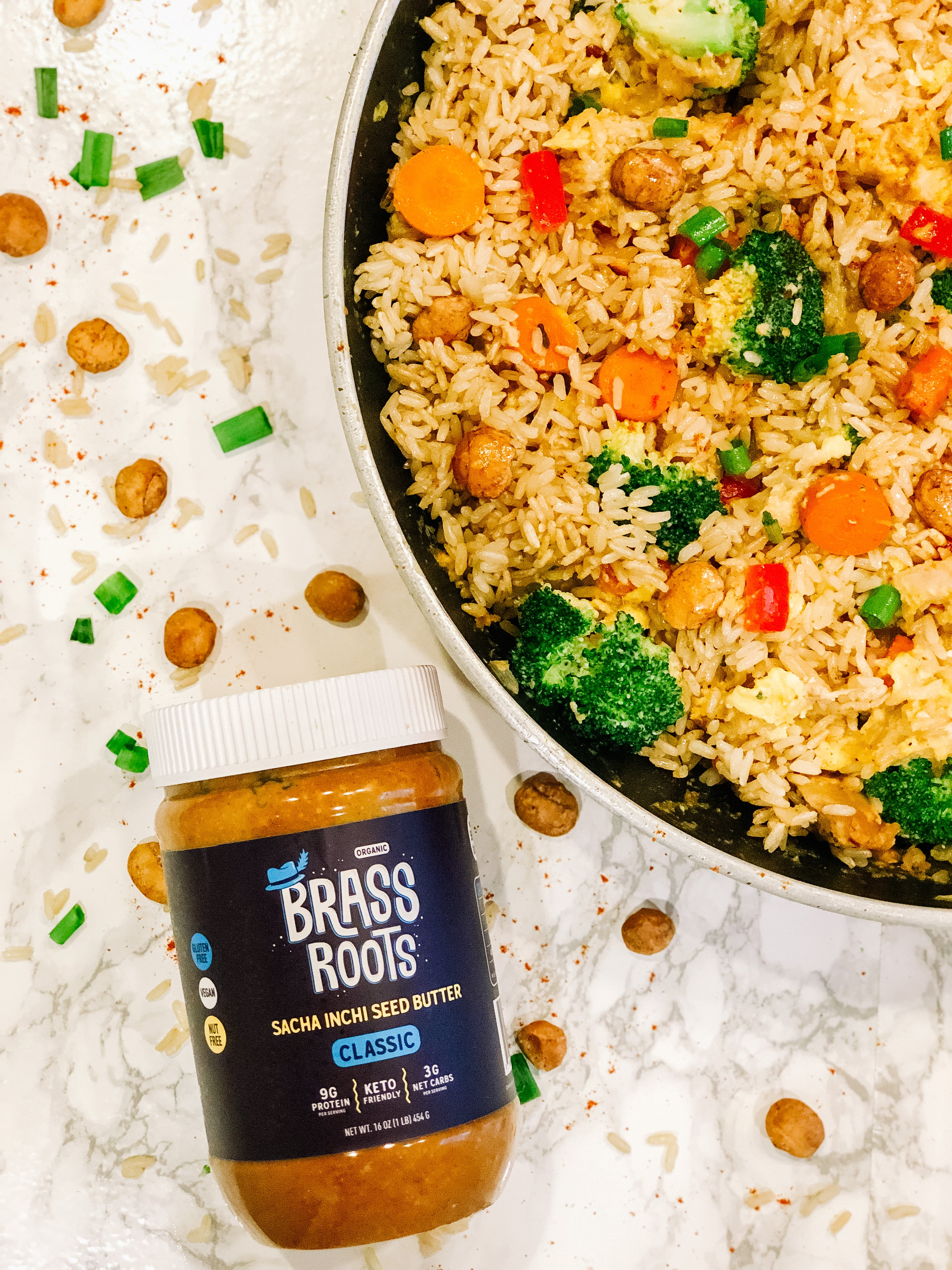 Nut Free "Peanut Sauce" Fried Rice [GF, Vegan Option]