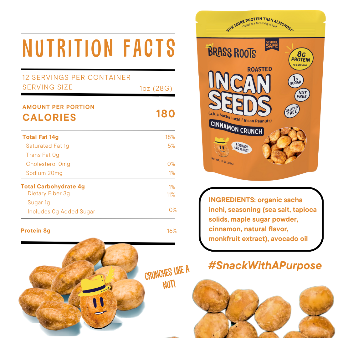 Cinnamon Crunch - Roasted Sacha Inchi- Incan Seeds  [12oz bag]