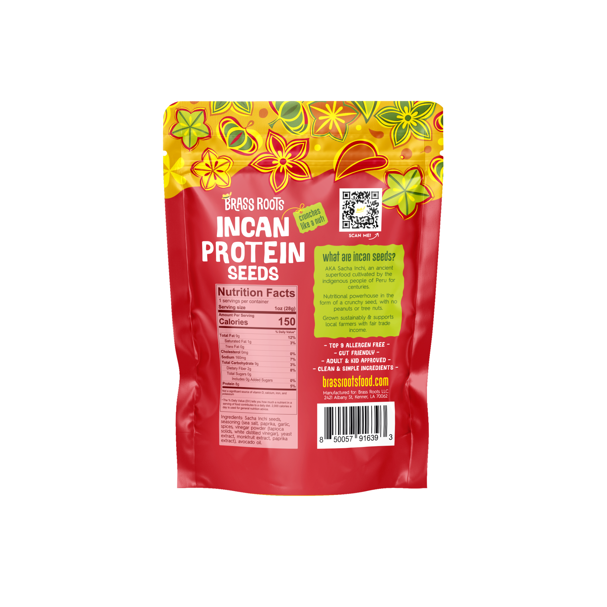 Semillas de proteína inca orgánicas cajún - Paquete de refrigerio de 10 oz