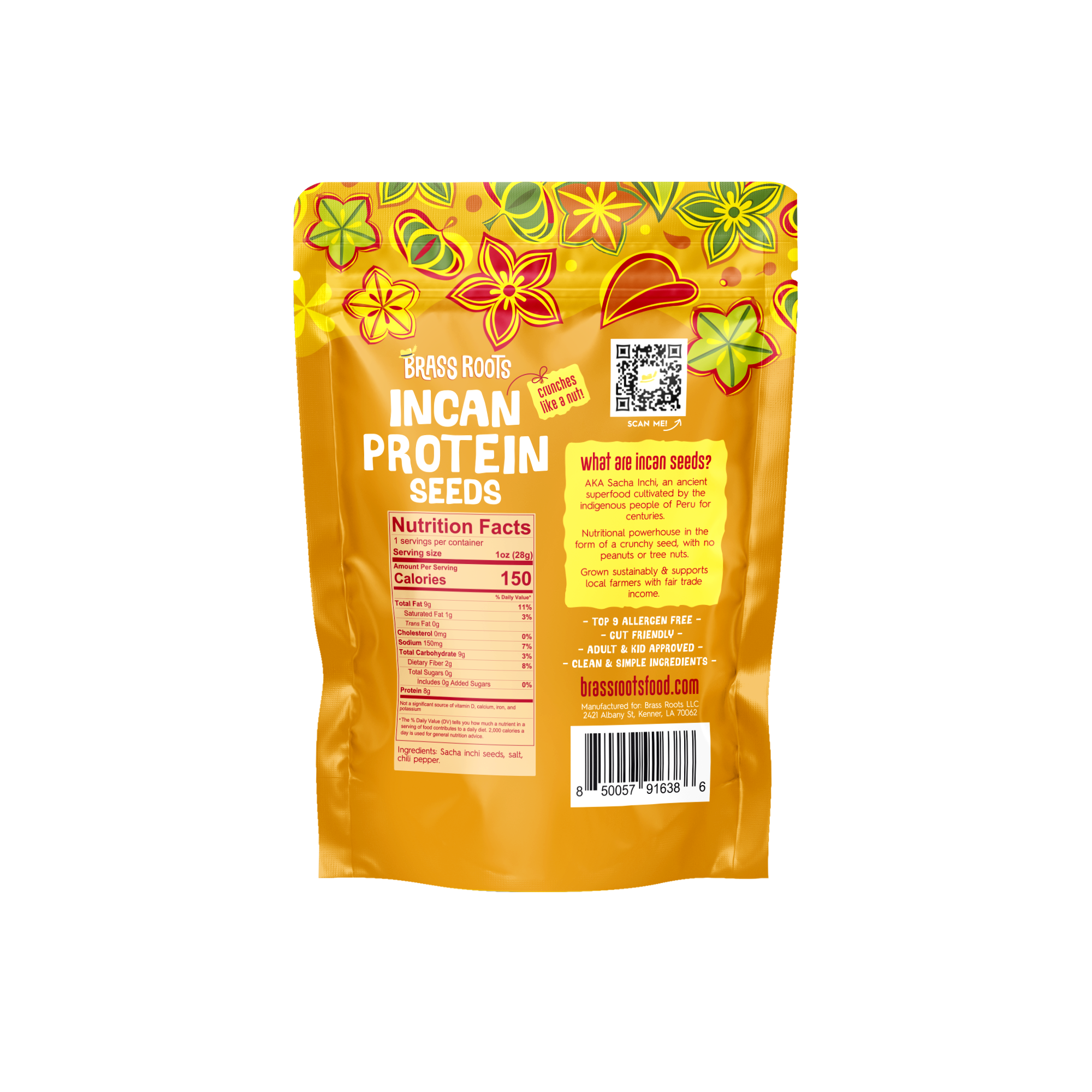 Semillas de proteína inca orgánicas picantes - Paquete de refrigerio de 10 oz