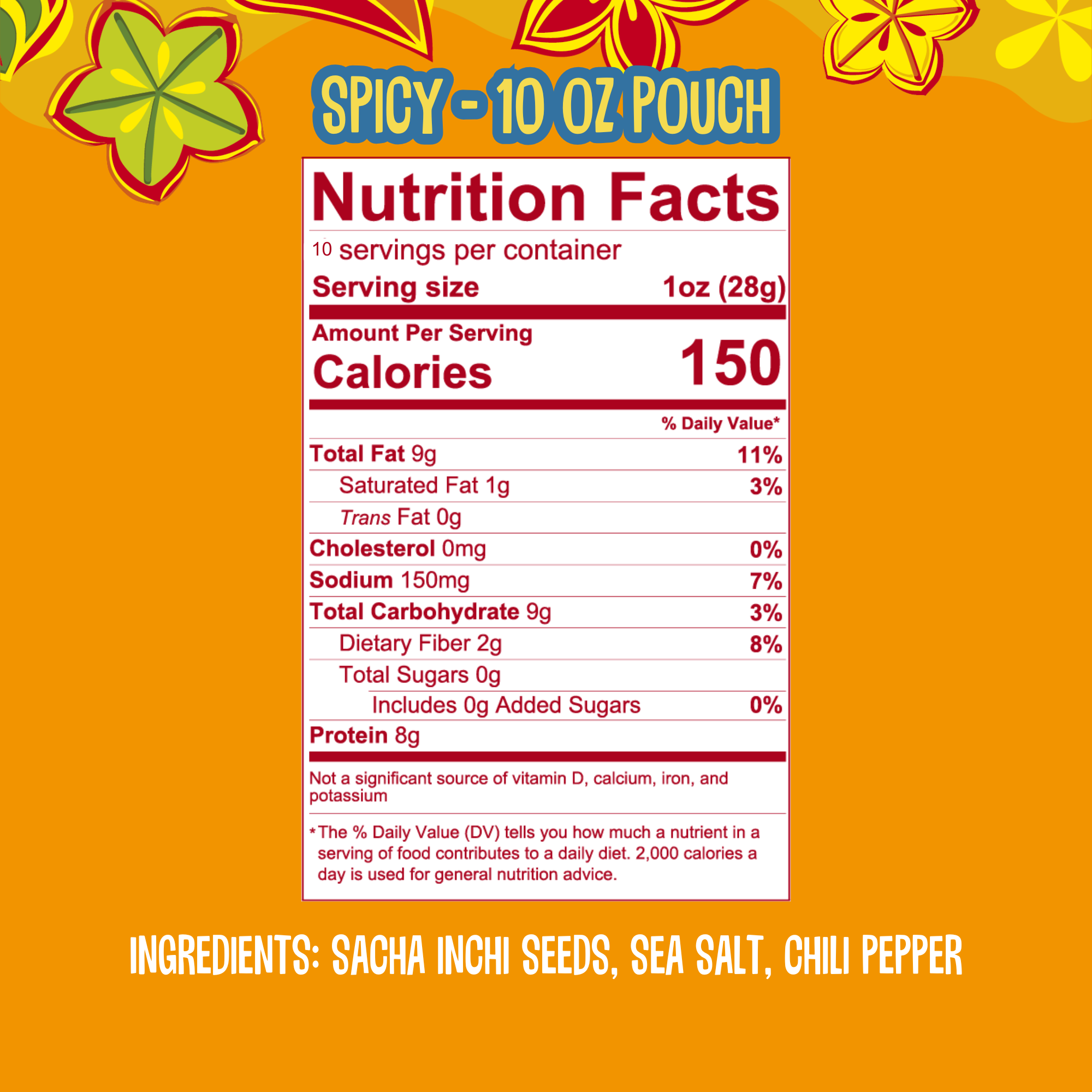 Semillas de proteína inca orgánicas picantes - Paquete de refrigerio de 10 oz