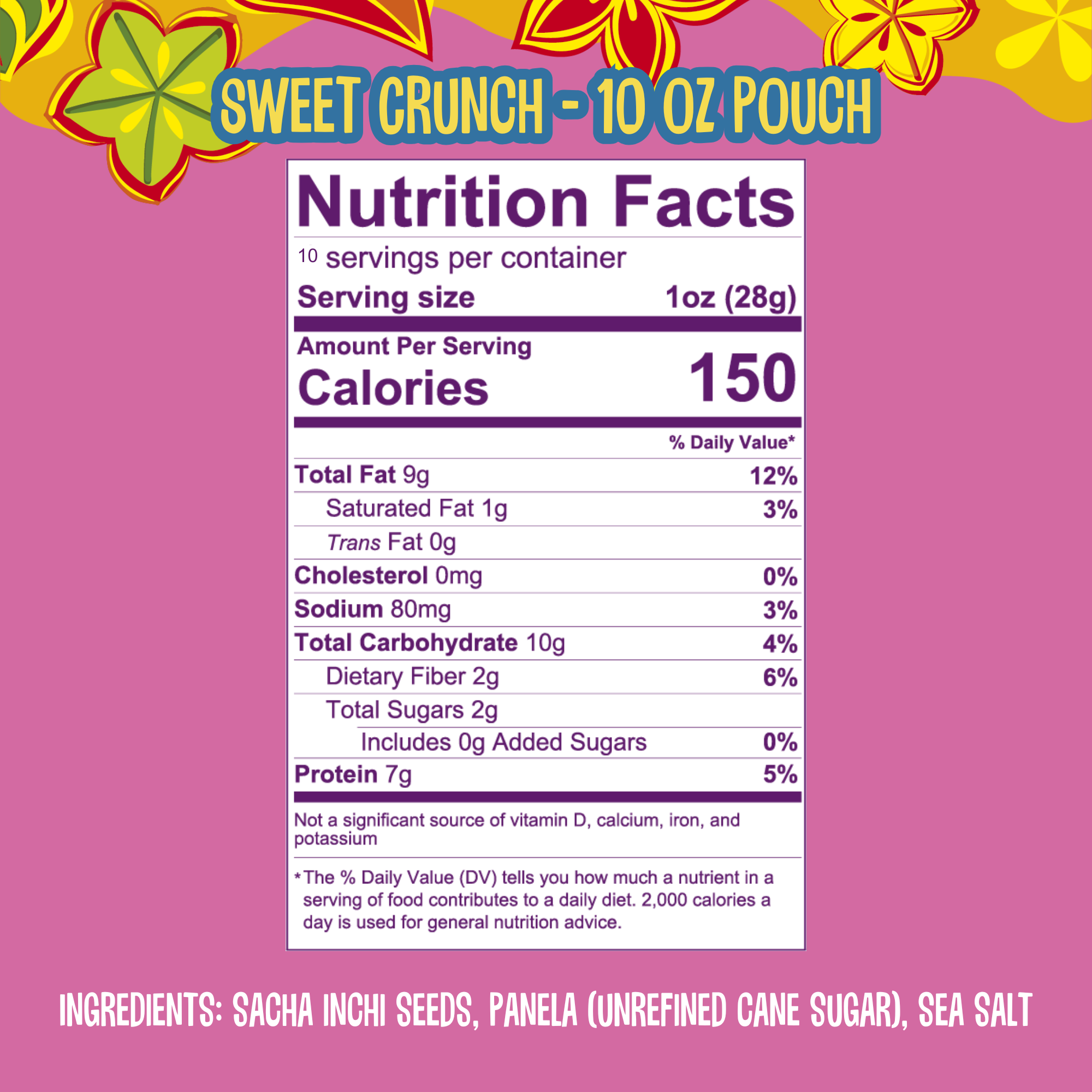 Semillas de proteína inca orgánicas Sweet Crunch - Paquete de refrigerio de 10 oz